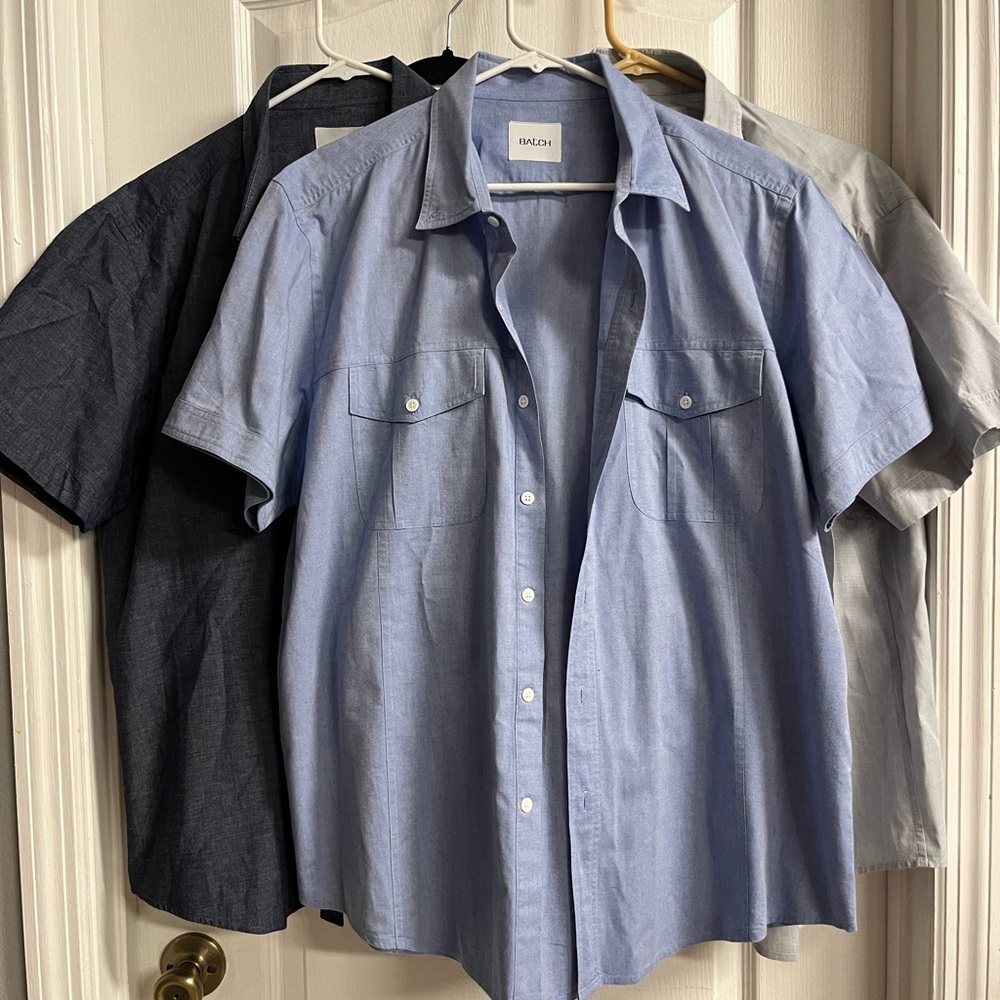 Bundle of 4 Classic Short Sleeve Cotton  Casual Button Down Shirt